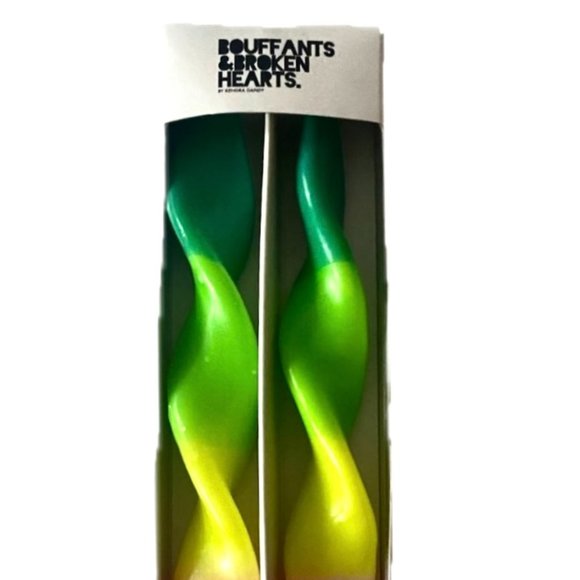 Artisan Twisted Taper Candles Bouffants & Broken Hearts Dip Neon Dyed  NEW - Picture 2 of 4